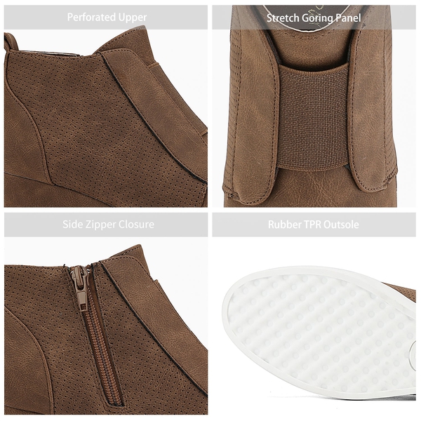 Platform Wedge Booties - BROWN - 5