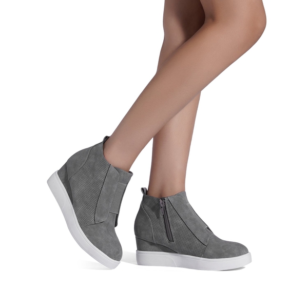Platform Wedge Booties - GREY - 1
