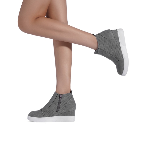 Platform Wedge Booties - GREY - 2