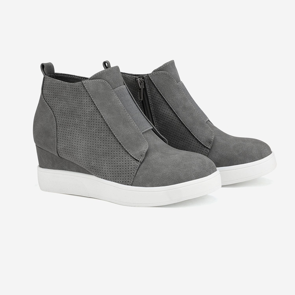Platform Wedge Booties - GREY - 4