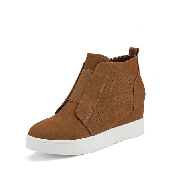 Platform Wedge Ankle Booties - TAN -  0