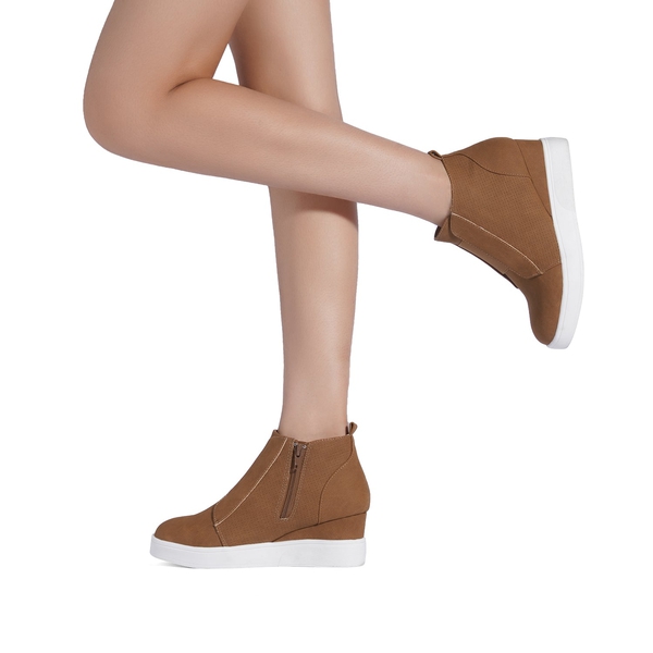 Platform Wedge Ankle Booties - TAN - 2