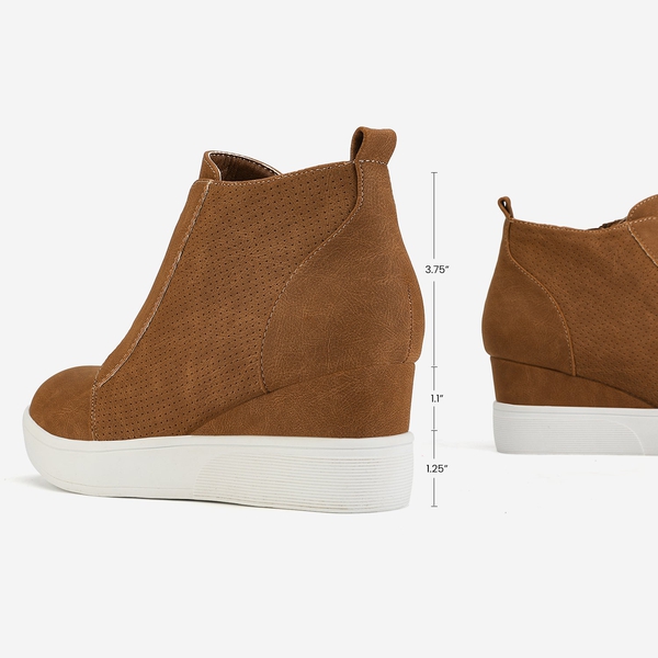 Platform Wedge Ankle Booties - TAN - 3