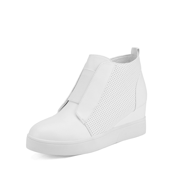 Platform Wedge Ankle Booties - WHITE -  0