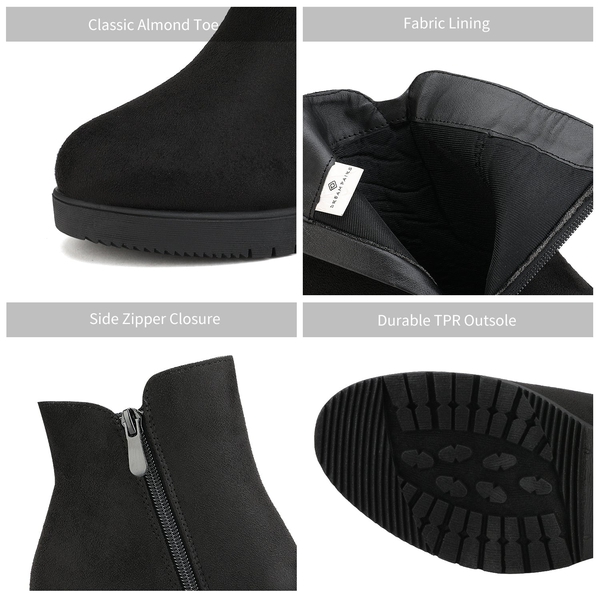 Comfortable Low Heel Chunky Ankle Boots - BLACK - 3