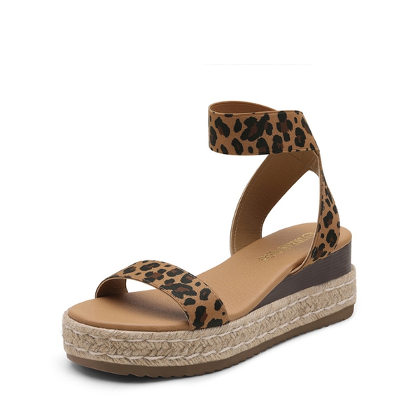 Ankle Strap Espadrilles Platform Sandals - LEOPARD -  0