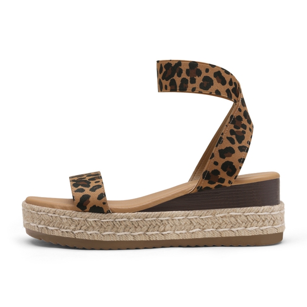 Ankle Strap Espadrilles Platform Sandals - LEOPARD - 1