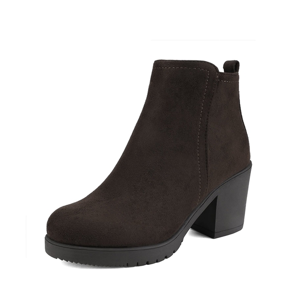 Low Heel Chunky Ankle Boots - BROWN -  0