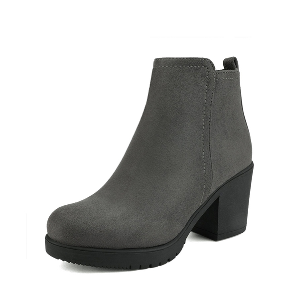 Low Heel Chunky Ankle Boots - GREY -  0