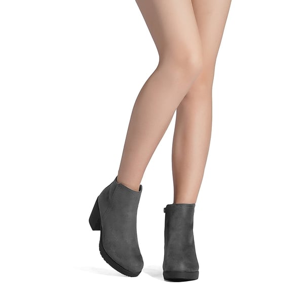 Low Heel Chunky Ankle Boots - GREY - 2