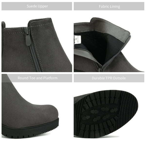 Low Heel Chunky Ankle Boots - GREY - 5