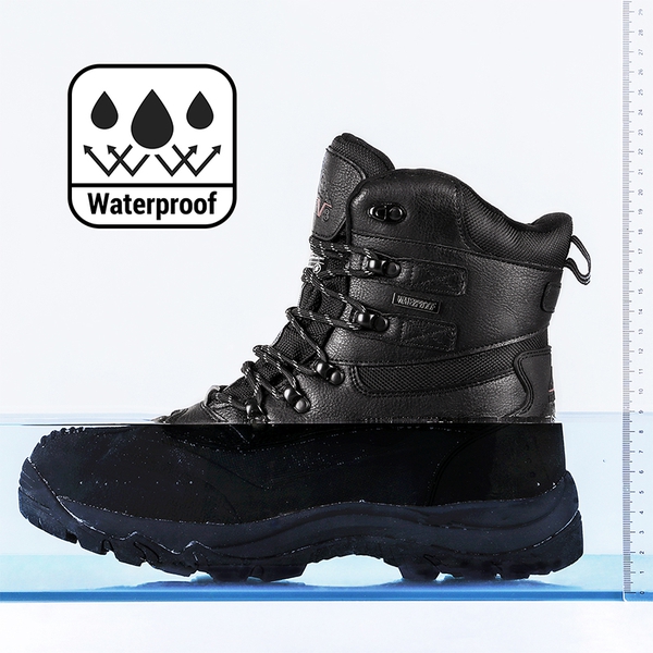 Men's Wide Waterproof Insulated Snow Boots - BLACK - 4