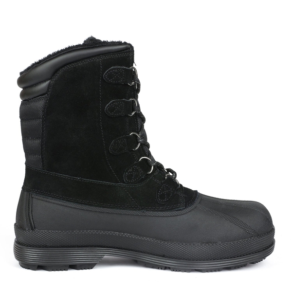 Men's Waterproof Suede Insulated Snow Boots - BLACK - 3