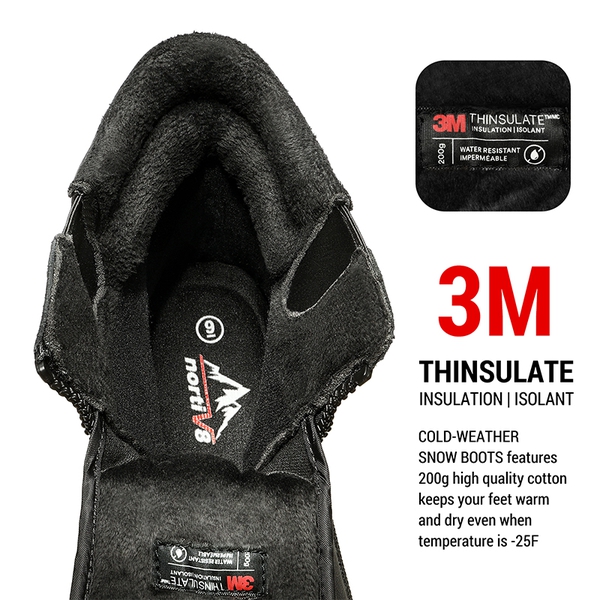 Men's Suede Thinsulate Snow Boots - BLACK - 4