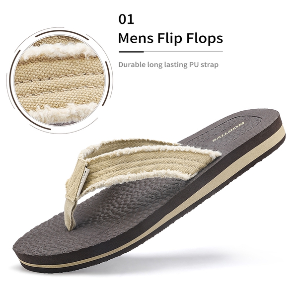 Men's Comfortable Flip Flops - BEIGE - 2