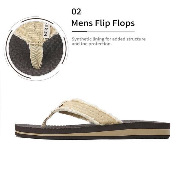 Men's Comfortable Flip Flops - BEIGE - 3