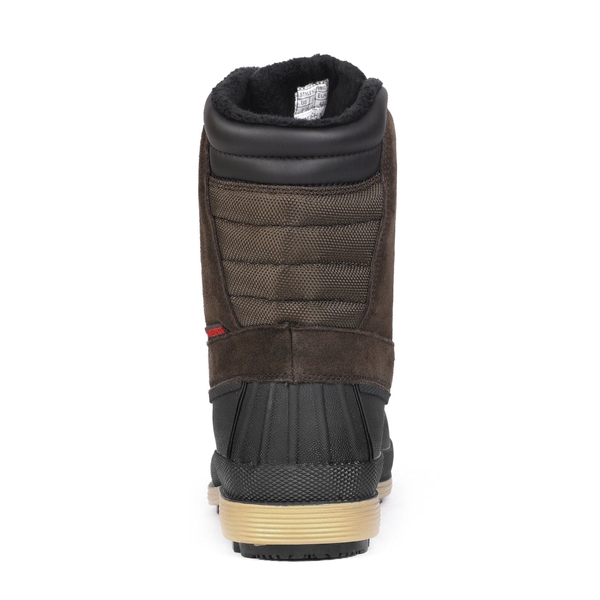 Men's Waterproof Suede Insulated Snow Boots - DARK BROWN BLACK - 5