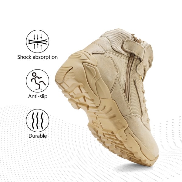 Men's Wide Slip-Resistant Tactical Work Boots - SAND - 5