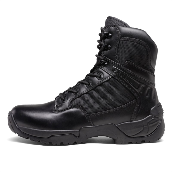 Men's Suede & Leather Tactical Work Boots - BLACK - 1