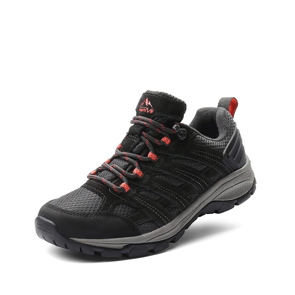 Women's Suede Mesh Hiking Shoes - BLACK -  0