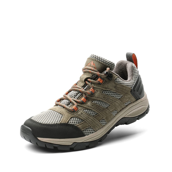 Women's Suede Mesh Hiking Shoes - KHAKI -  0