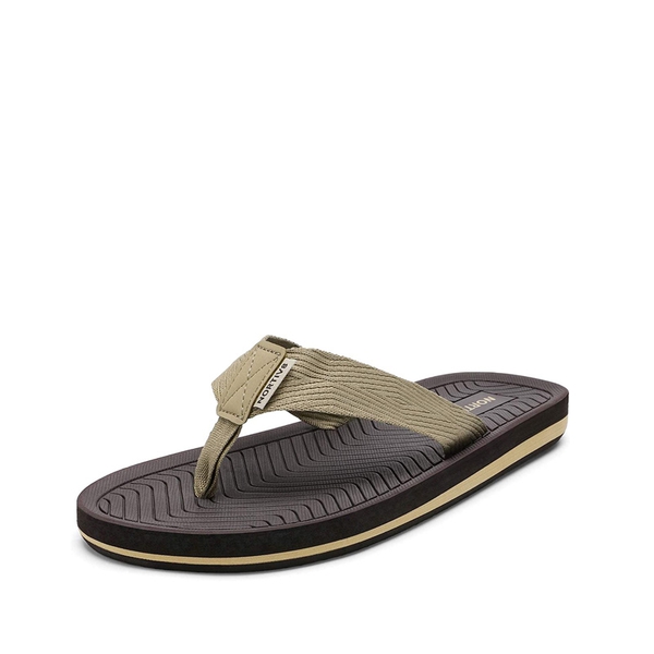 Men's Slip-On Canvas Flip Flops - BEIGE -  0