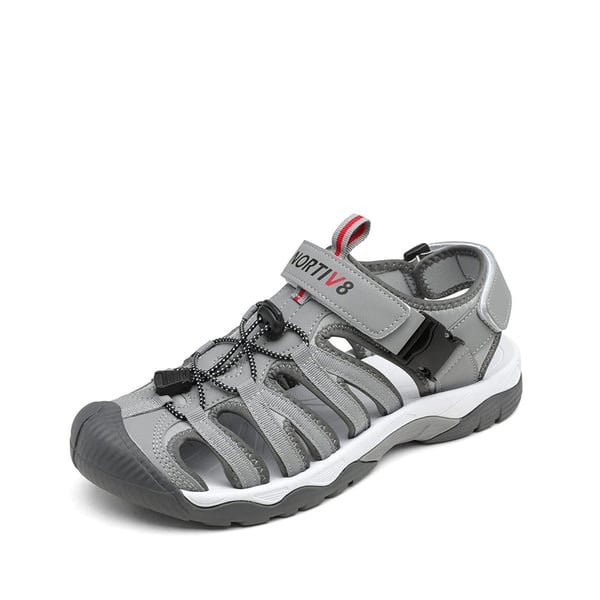 Men's Closed Toe Athletic Hiking Sandals - GREY RED -  0