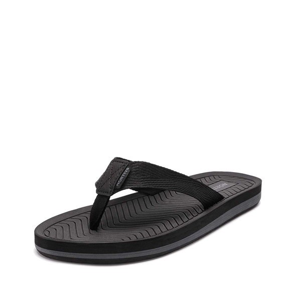 Men's Slip-On Canvas Flip Flops - BLACK -  0