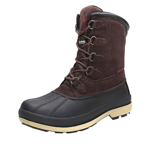Men's Waterproof Suede Insulated Snow Boots - DARK BROWN BLACK -  0