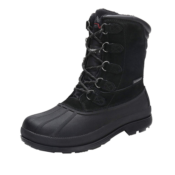 Men's Waterproof Suede Insulated Snow Boots - BLACK -  0