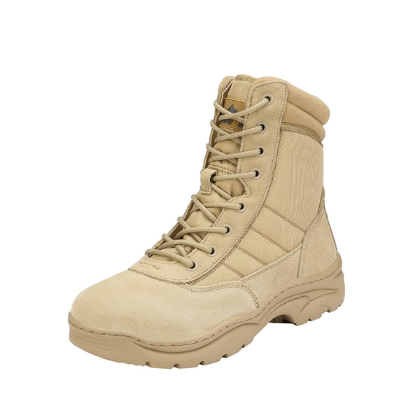 Men's Wide Width Leather Tactical Work Boots - SAND -  0