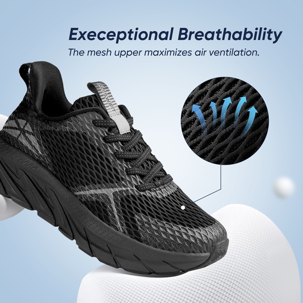 [ALLSWIFIT 1.0] Women's Mesh Athleisure Sneakers - ALL BLACK - 6