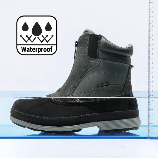 Men's Insulated Waterproof Winter Boots 【Wide Fit】 - GREY-BLACK - 2