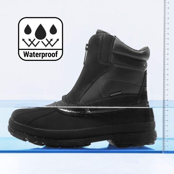 Men's Insulated Waterproof Winter Boots 【Wide Fit】 - BLACK - 2