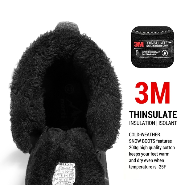 Men's Waterproof Insulated Snow Boots【Wide Fit】 - BLACK - 1