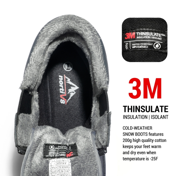 Men's Insulated Waterproof Winter Boots 【Wide Fit】 - GREY-BLACK - 1
