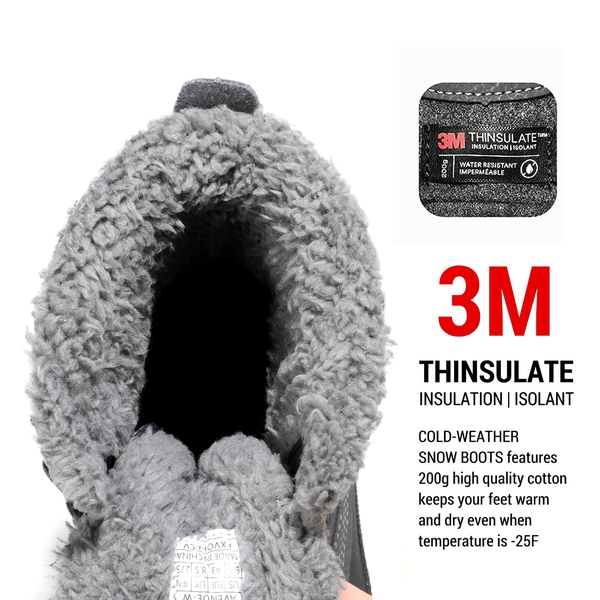 Men's Waterproof Insulated Snow Boots【Wide Fit】 - GREY-BLACK - 1