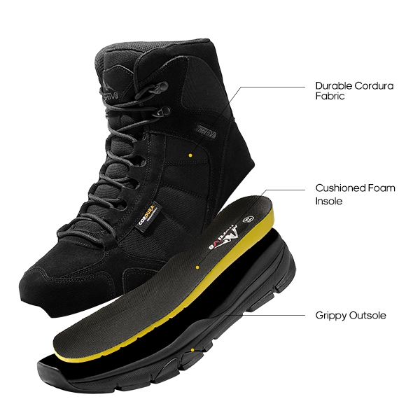 Men's Cordura Lightweight Military Work Boots - ALL BLACK - 3