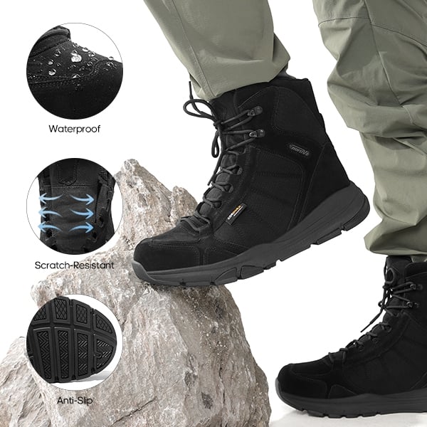 Men's Cordura Lightweight Military Work Boots - ALL BLACK - 2