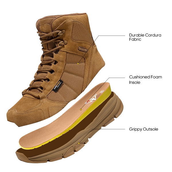 Men's Cordura Lightweight Military Work Boots - BROWN - 3