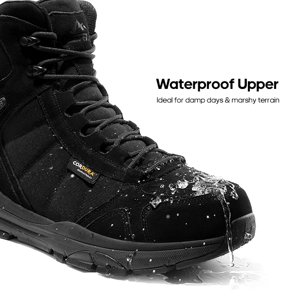 Men's Cordura Lightweight Military Work Boots - ALL BLACK - 4