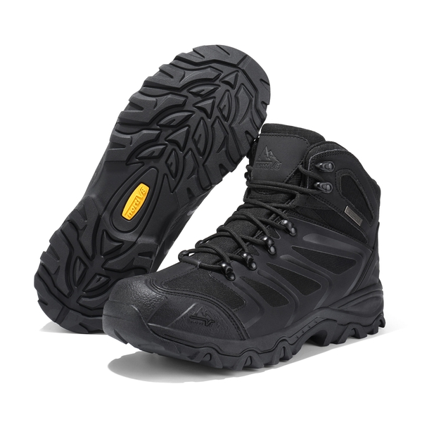 [Armadillo Series] Wide Width Waterproof Suede Hiking Boots - ALL BLACK - 1