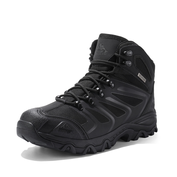 [Armadillo Series] Wide Width Waterproof Suede Hiking Boots - ALL BLACK -  0