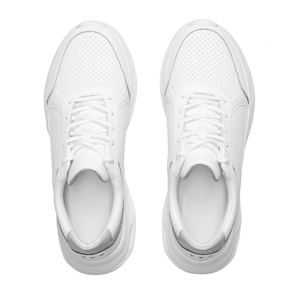 [ActiveCity] Men's Comfortable Leather Walking Sneakers - WHITE - 5