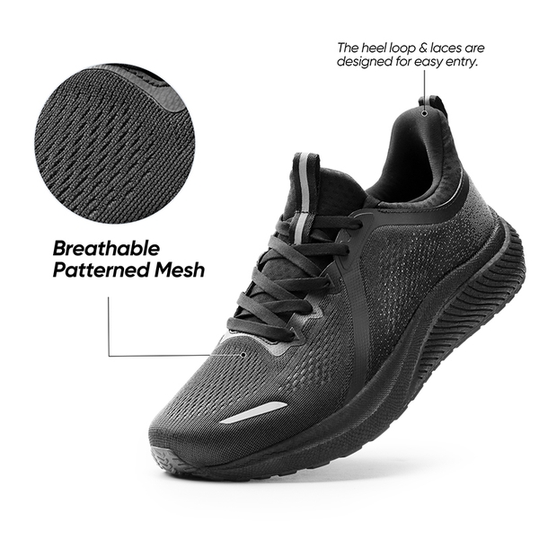  [DreamLife] Men's Lightweight Mesh Lifestyle Sneakers - ALL BLACK - 5