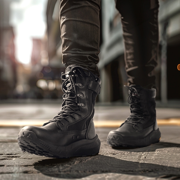 Men's Breathable Tactical Military Work Boots - BLACK - 6
