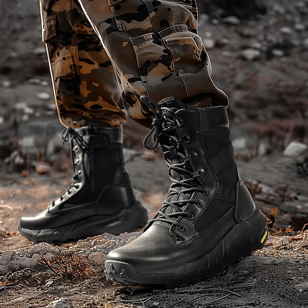 Men's Breathable Tactical Military Work Boots - BLACK - 7