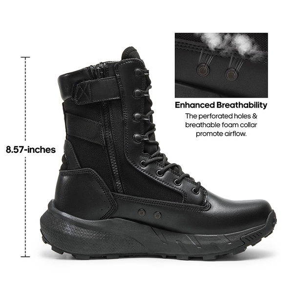 Men's Breathable Tactical Military Work Boots - BLACK - 3