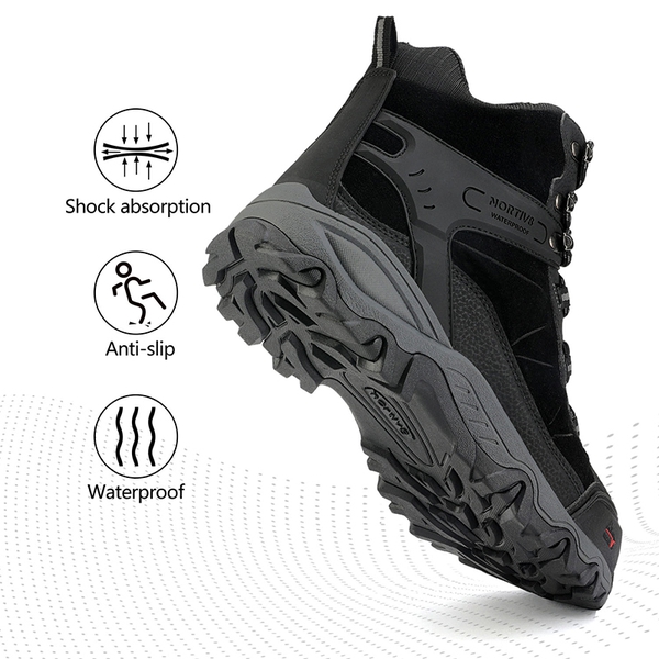 Men's Cap-Toe Suede Waterproof Hiking Boots - BLACK - 1