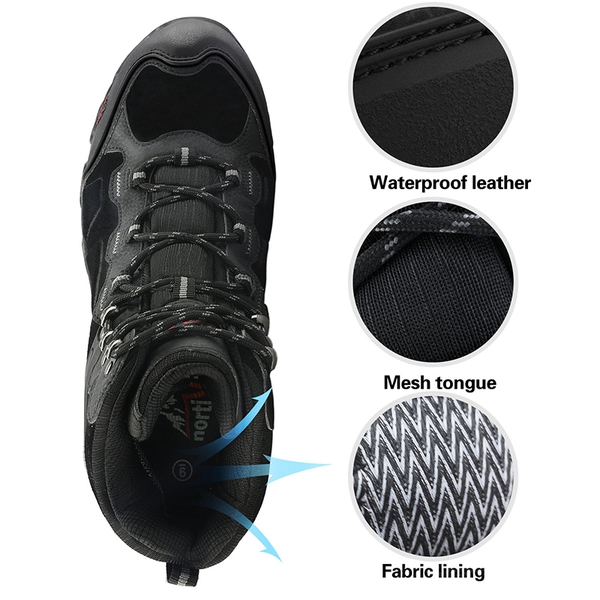 Men's Cap-Toe Suede Waterproof Hiking Boots - BLACK - 2